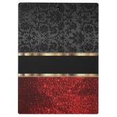 Red Glitter & Black Damask Klembord (Achterkant)