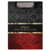 Red Glitter & Black Damask Klembord (Voorkant)