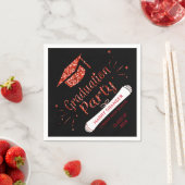 Red Glitter Black Graduation Cap Party Servetten (Insitu)