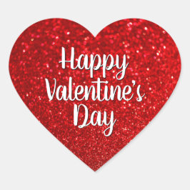 Red Glitter Bokeh Happy Valentine's Day Hart Sticker
