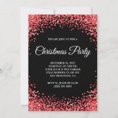 Red Glitter Border Black Christmas Party Kaart (Voorkant)
