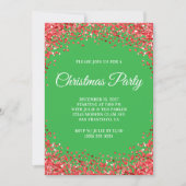Red Glitter Border Green Christmas Party Kaart (Voorkant)