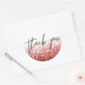 Red Glitter Calligraphy Bedankt Ronde Sticker (Envelop)