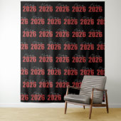 Red Glitter Class of 2026 Photo Backdrop Wandkleed (In situ)