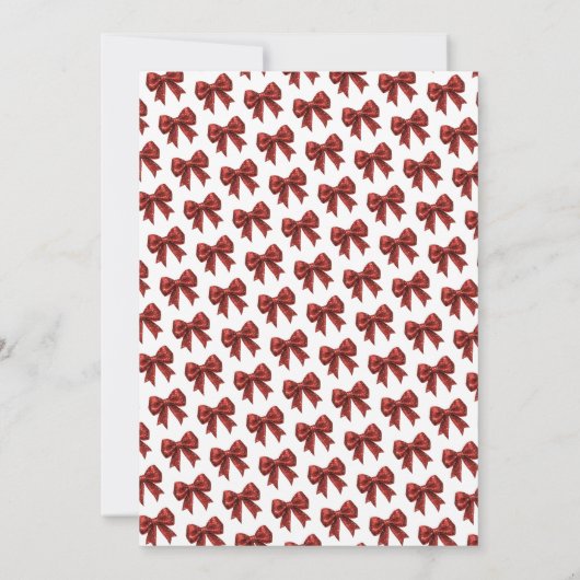 Red Glitter Coquette Bow Christmas Save the Date Kaart (Achterkant)