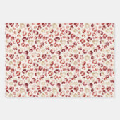 Red Glitter Cream Leopard Animal Print Birthday Inpakpapier Vel (Voorkant)