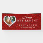 Red Glitter Custom Photo Retirement Party banner (Horizontaal)