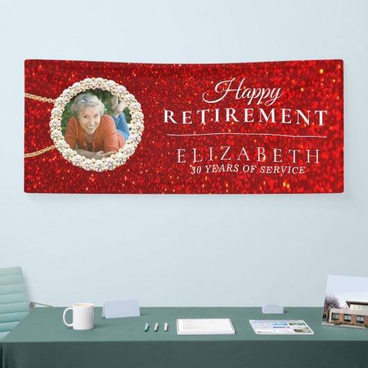 Red Glitter Diamond Elegant Retirement Party Spandoek (Beurs)
