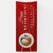 Red Glitter Diamond Elegant Retirement Party Spandoek (Verticaal)