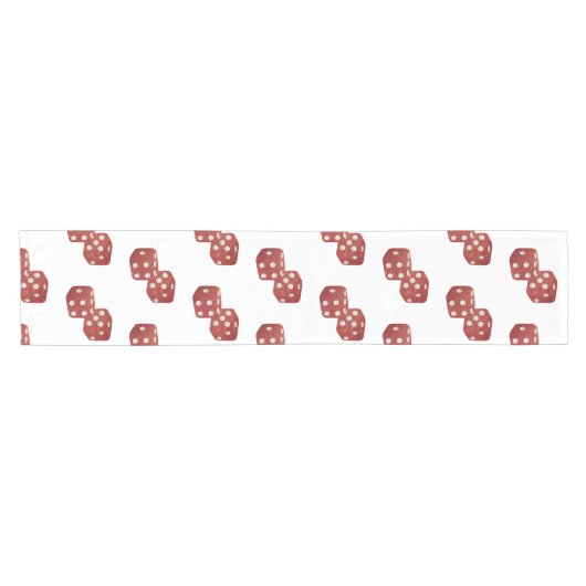 Red Glitter Dice Casino thema Korte Tafelloper (Horizontaal)