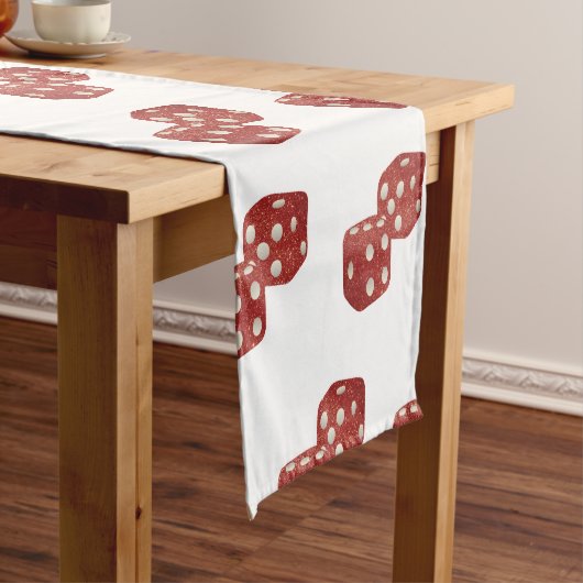 Red Glitter Dice Casino thema Korte Tafelloper (Voorbeeld)