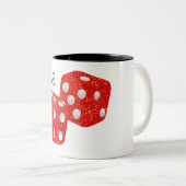Red Glitter Dice gepersonaliseerde naam Tweekleurige Koffiemok (Voorkant rechts)