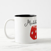 Red Glitter Dice gepersonaliseerde naam Tweekleurige Koffiemok (Links)