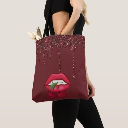 Red Glitter Drip Canvas tas (Dichtbij)