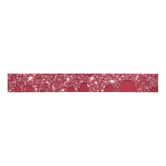 Red Glitter Drip Grosgrain Lint (Voorkant)