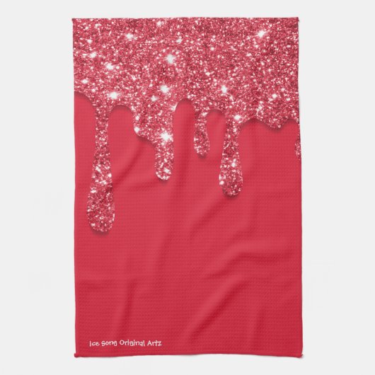 Red Glitter Drip Theedoek (Verticaal)
