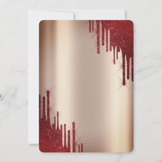 Red Glitter druist naar Quinceañera Kaart (Achterkant)