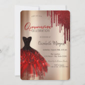 Red Glitter druist naar Quinceañera Kaart (Voorkant)