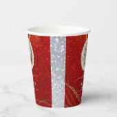 Red Glitter Elegant Custom Photo Retirement Party Papieren Bekers (Links)