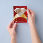 Red Glitter Elegant Ring sparen de Datum Fotokaart Flyer (Hand)