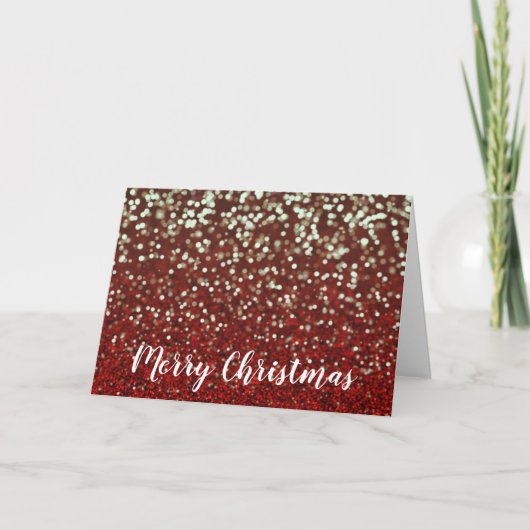 Red Glitter en Bright Lights kerstkaart Kaart (Voorkant)