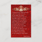 Red Glitter Funeral Memorial Prayer Visitekaartje (Achterkant)