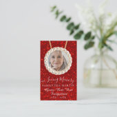 Red Glitter Funeral Memorial Prayer Visitekaartje (Staand voorkant)