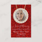 Red Glitter Funeral Memorial Prayer Visitekaartje (Voorkant)
