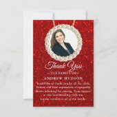 Red Glitter Funeral Photo Sympathie Hartelijk dank Bedankkaart (Voorkant)