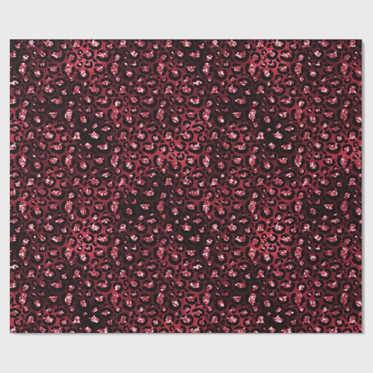 Red Glitter Glam Leopard Spots Patroon Cadeaupapier (Vlak)