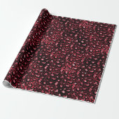 Red Glitter Glam Leopard Spots Patroon Cadeaupapier (Uitgerold)