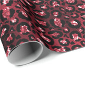 Red Glitter Glam Leopard Spots Patroon Cadeaupapier (Rol Hoek)