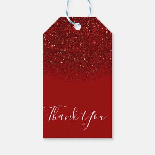 Red Glitter Glam Sparkle Elegant Chique Party Favo Cadeaulabel (Voorkant)