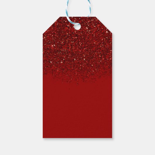 Red Glitter Glam Sparkle Elegant Chique Party Favo Cadeaulabel (Achterkant)