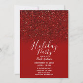 Red Glitter Glam Sparkle Elegant Holiday Party Kaart (Voorkant)