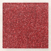 Red Glitter Glitz Glazen Onderzetter (Voorkant)