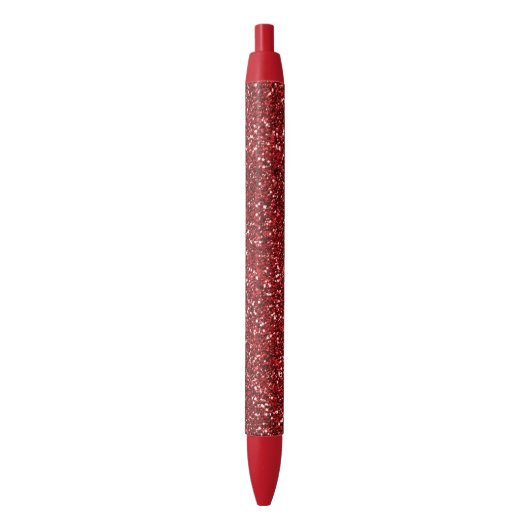 Red Glitter Glitz Zwarte Inkt Pen (Voorkant Verticaal)