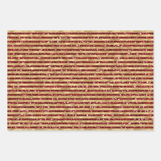 Red Glitter Glitzy Gold-kerstbomen Inpakpapier Vel (Voorkant 2)