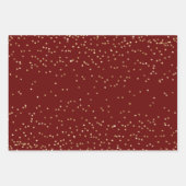 Red Glitter Glitzy Gold-kerstbomen Inpakpapier Vel (Voorkant 3)