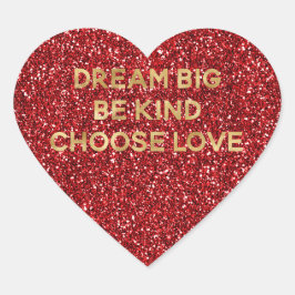 Red Glitter Gold Kies voor liefde Hart Sticker