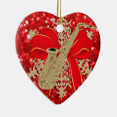 Red Glitter Gold Saxophone Music Holiday Ornament (Rechts)
