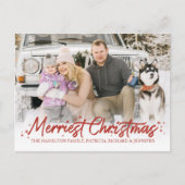 Red Glitter Handwritter Foto voor meest feestkerst Briefkaart (Voorkant)