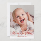 Red Glitter Handwritter Photo Merry Kerstry Kaart (Voorkant)