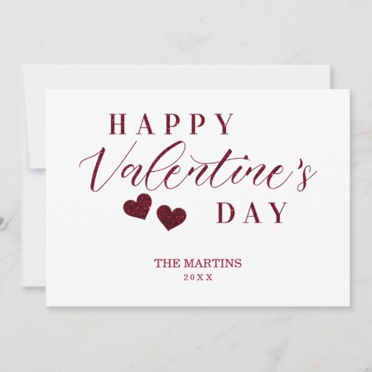 Red Glitter Happy Valentine's Day Hearts Feestdagenkaart (Voorkant)