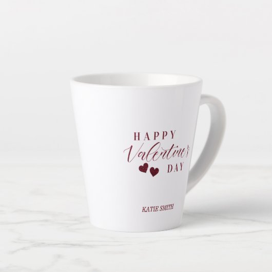 Red Glitter Happy Valentine's Day Hearts Latte Mok (Rechterhoek)