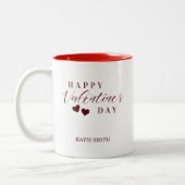 Red Glitter Happy Valentine's Day Hearts Tweekleurige Koffiemok (Links)