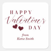 Red Glitter Happy Valentine's Day Hearts Vierkante Sticker (Voorkant)