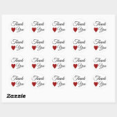 Red Glitter Heart Dank u Ronde Sticker (Vel)