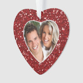 Red Glitter Heart Foto Lijst Aangepast kerstfeest Ornament (voorkant)