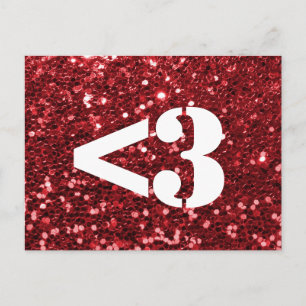 Red Glitter Heart Love Briefkaart